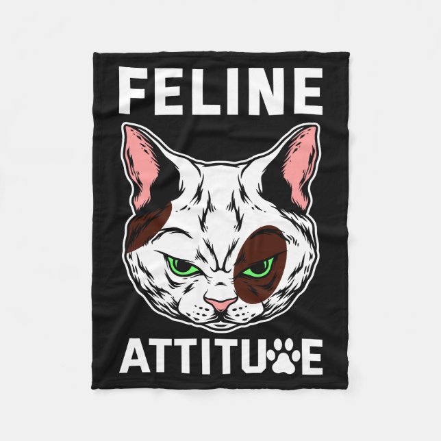 Feline Attitude Cat Mood Pet Character Fleecedecke (Vorderseite)