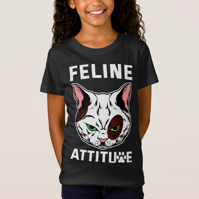 Feline Attitude Cat Mood Pet Character T-Shirt (Vorderseite)