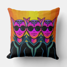 Feline Character in triplicate Kissen