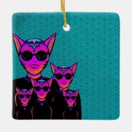 Feline character keramikornament