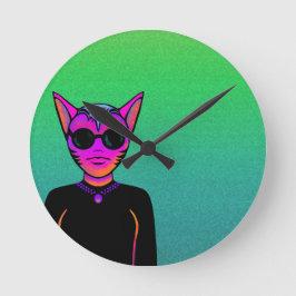 Feline character runde wanduhr