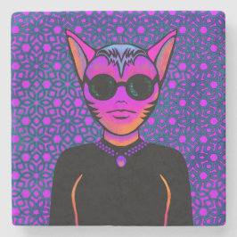 Feline character steinuntersetzer