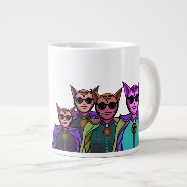 Feline Creatures Design Pickleball Paddle Jumbo-Tasse (Vorderseite Rechts)