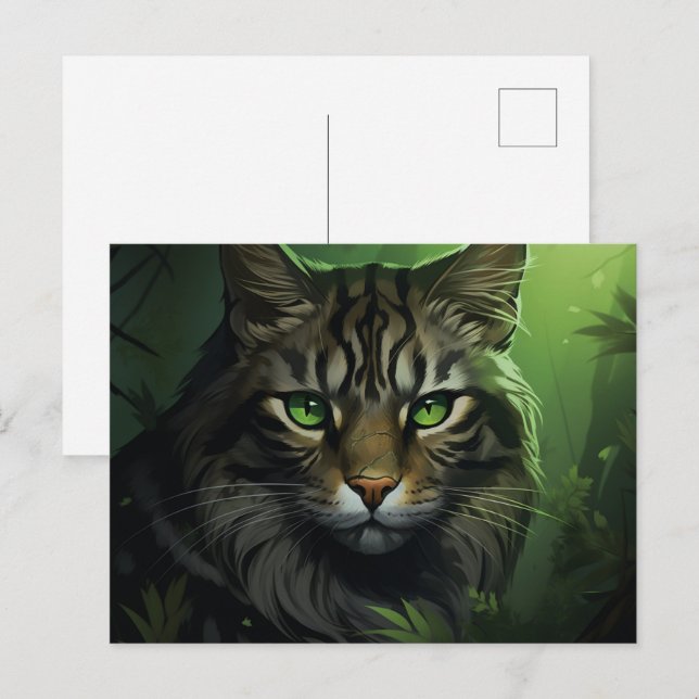 Feline Encounter in the Woods Postkarte (Vorne/Hinten)