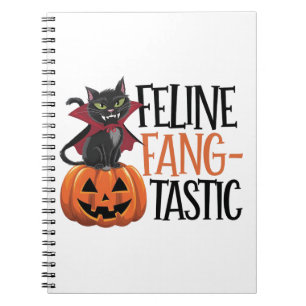 Feline Fang-tastisches Halloween Vampire Cat Desig Notizblock