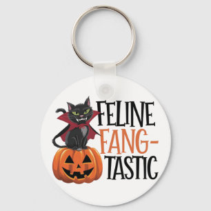 Feline Fang-tastisches Halloween Vampire Cat Desig Schlüsselanhänger