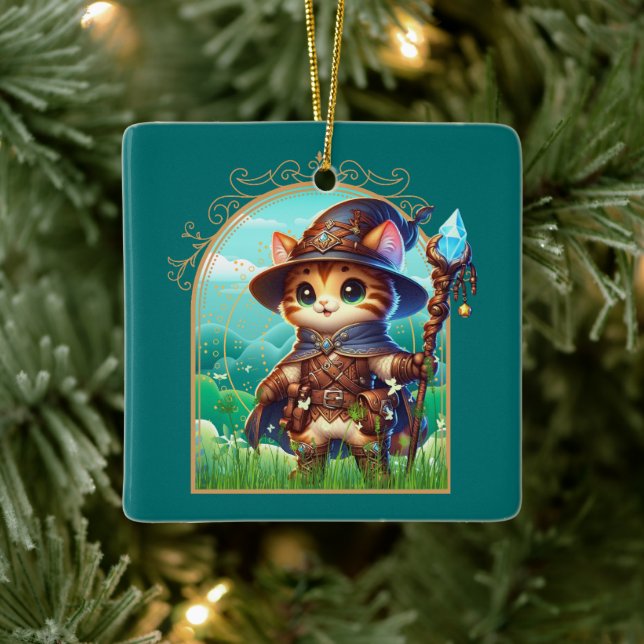 Feline Fantasy Adventure Keramikornament (Baum)