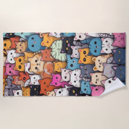 Feline Fantasy: Niedliche Anime Cats Galore Strandtuch