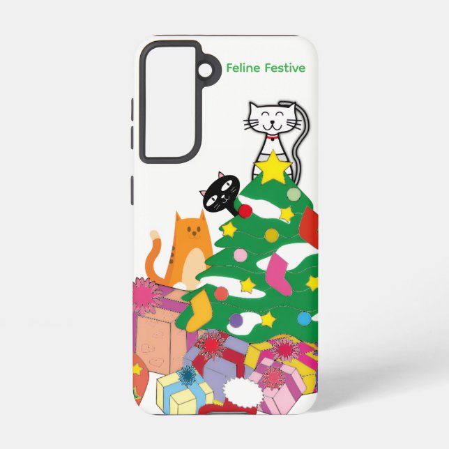 Feline Festive Cats Christmas Galaxy Case – White Samsung Galaxy Hülle (Rückseite)