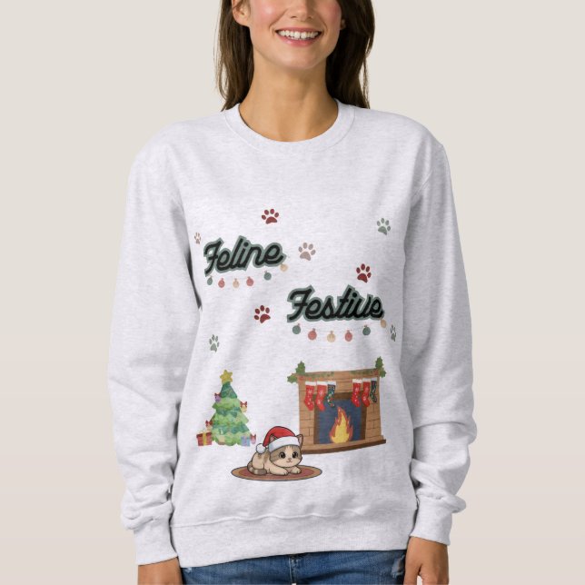Feline Festive - Weihnachtspulli für Katzenfreunde Sweatshirt (Vorderseite)