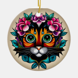 Feline Fiesta: Mexikanische Volkskunst Inspiriert  Keramik Ornament