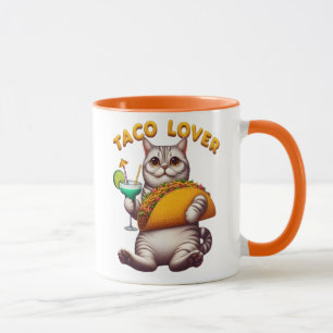 Feline Fiesta mit Taco und Trinken Tasse