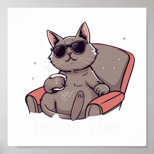 Feline Fine Digital Download - Perfekt für DTF Pri Poster (Vorne)