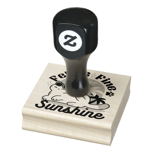 Feline Fine in the Sunshine - Entspannte Tropenkat Gummistempel (Stempel)