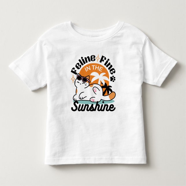 Feline Fine in the Sunshine - Entspannte Tropenkat Kleinkind T-shirt (Vorderseite)