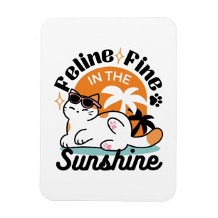 Feline Fine in the Sunshine - Entspannte Tropenkat Magnet
