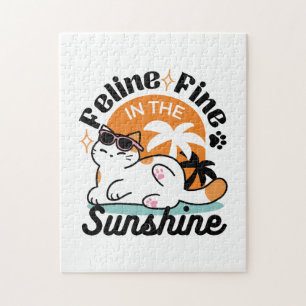 Feline Fine in the Sunshine - Entspannte Tropenkat Puzzle