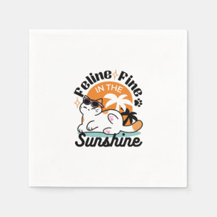 Feline Fine in the Sunshine - Entspannte Tropenkat Serviette