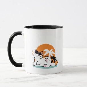 Feline Fine in the Sunshine - Entspannte Tropenkat Tasse