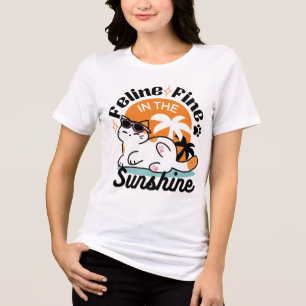 Feline Fine in the Sunshine - Entspannte Tropenkat Tri-Blend Shirt