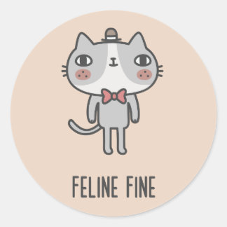 Feline Fine Runder Aufkleber
