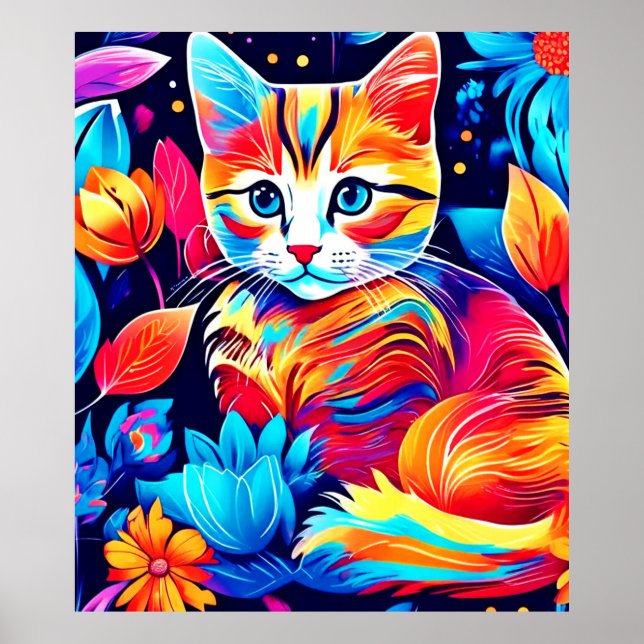 Feline Floral Fantasy Poster (Vorne)
