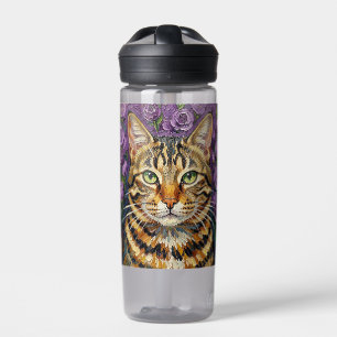Feline & Floral   Persönliche Kunstkatze  Trinkflasche