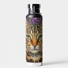 Feline & Floral | Süße künstlerische Katze  Trinkflasche