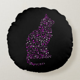 Feline Footprint Art Rundes Kissen