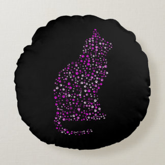 Feline Footprint Art Rundes Kissen