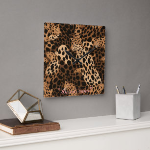 Feline Freckles Quadratische Wanduhr