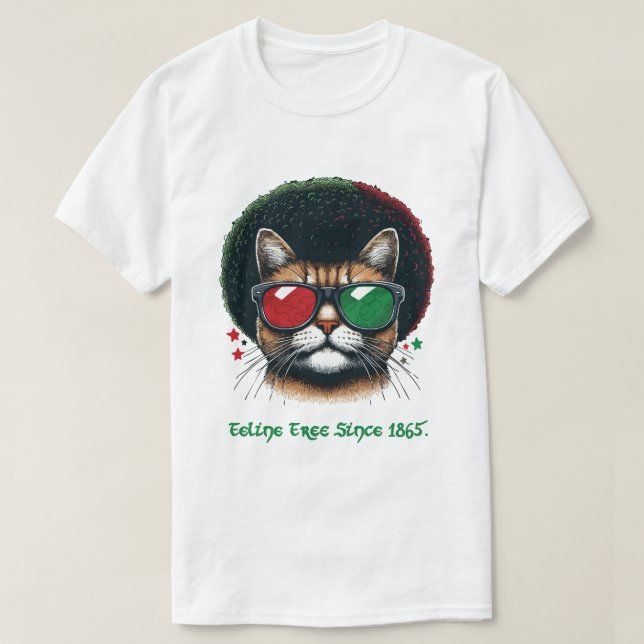 Feline Free Seit 1865 - Jungsteinziger Katzenart T-Shirt (Design vorne)