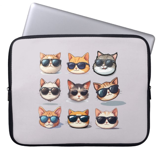 Feline Frenzy Cat Theme Notebook Electronics Bag Laptopschutzhülle (Vorderseite)