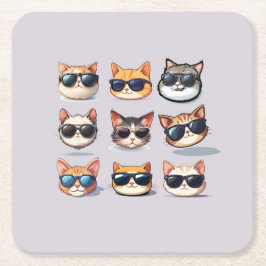 Feline Frenzy - Cat theme Paper Untersetzer