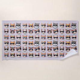 Feline Frenzy Light Lila Cat Theme Beach Handtuch