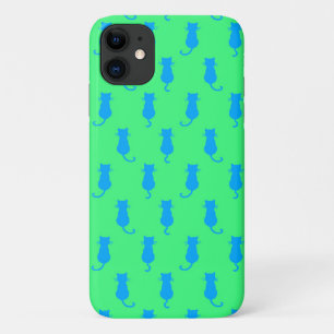 Feline Fun Forever Whimsical Blaue Katzen Limegrün Case-Mate iPhone Hülle