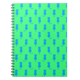 Feline Fun Forever Whimsical Blaue Katzen Limegrün Notizblock