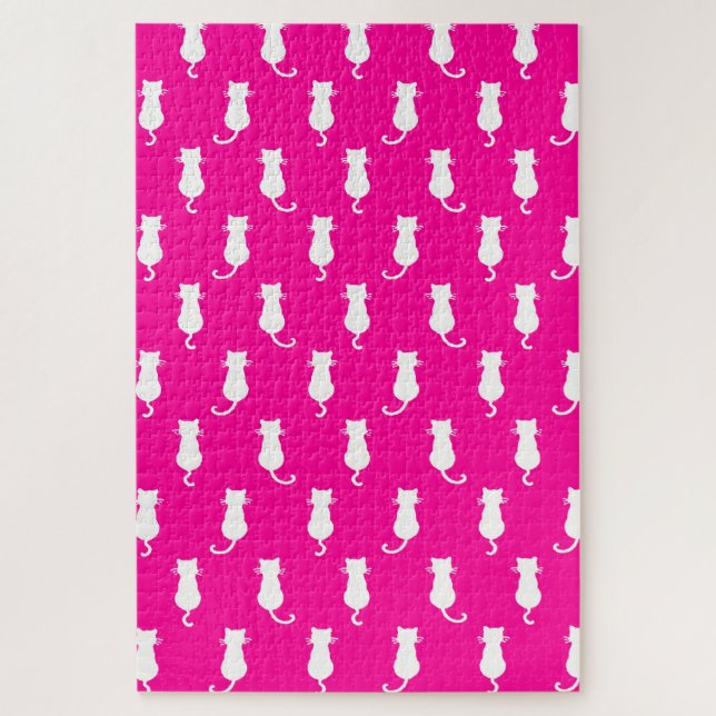 Feline Fun Forever Whimsical Cats Fuchsia Puzzle (Vertikal)