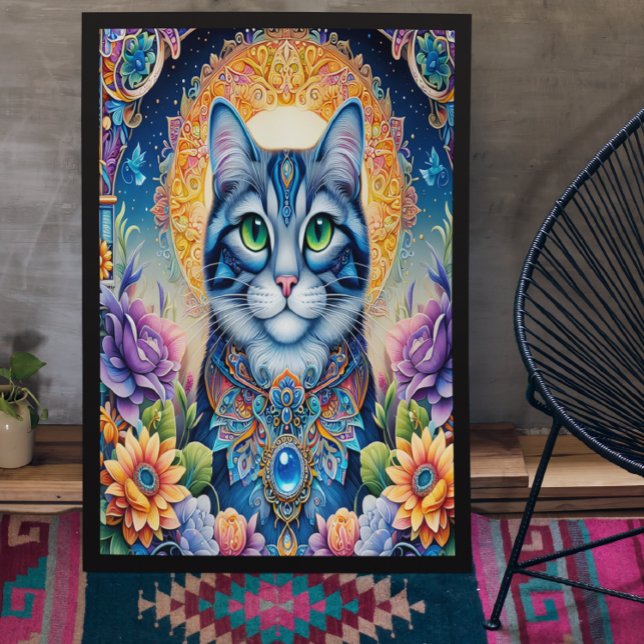 Feline Gaze: Die Smaragdfarbene Mit Augen Katze Poster (Von Creator hochgeladen)