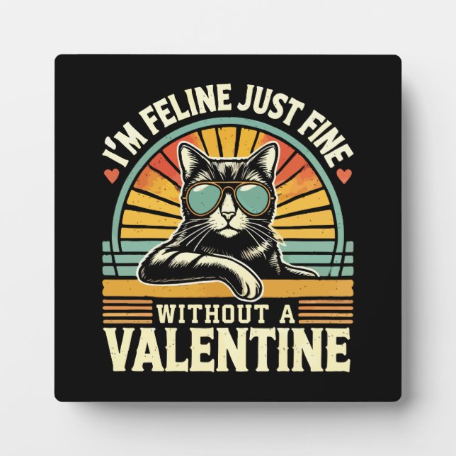 Feline Geldbuße ohne Valentine Cat Anti-Valentine Fotoplatte (Vorderseite)