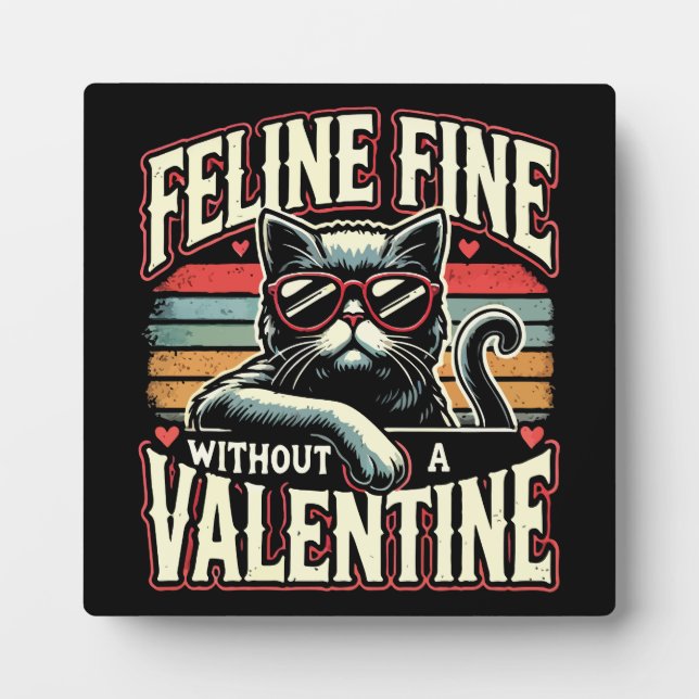 Feline Geldbuße ohne Valentine Cat Anti-Valentine Fotoplatte (Vorderseite)