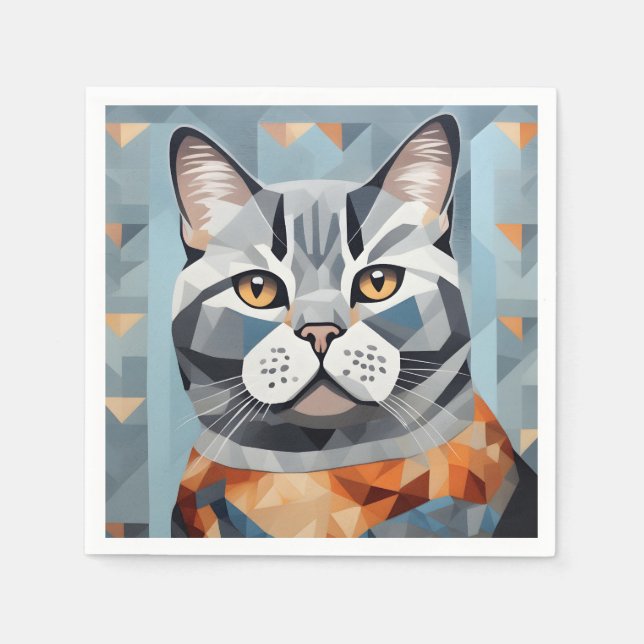 Feline Geometry British Shorthair Serviette (Vorderseite)