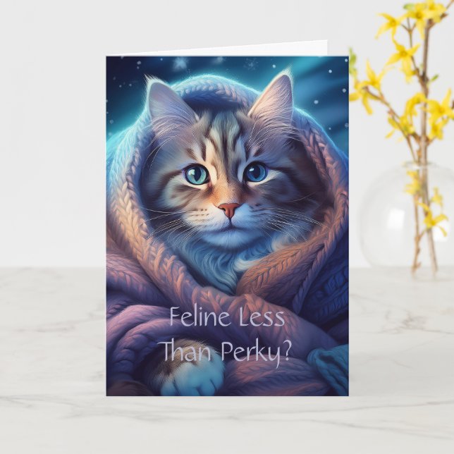 Feline Get Well Card, 5" x 7" Faltkarte Karte (Gelbe Blume)