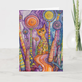 Feline Good Funky Cat Grußkarte Karte