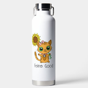 Feline Good   Niedlicher Cartoon Kitty Cat Pub Trinkflasche