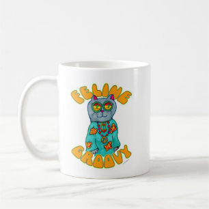 Feline Groovy Hippie Style Cat Art S Kaffeetasse