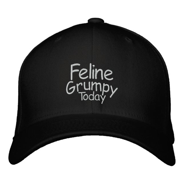 Feline Grumpy Heute Bestickte Baseballkappe (Vorderseite)