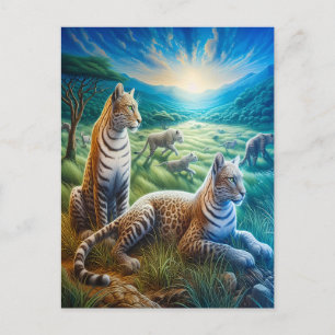 Feline Harmony in Meadow Postkarte