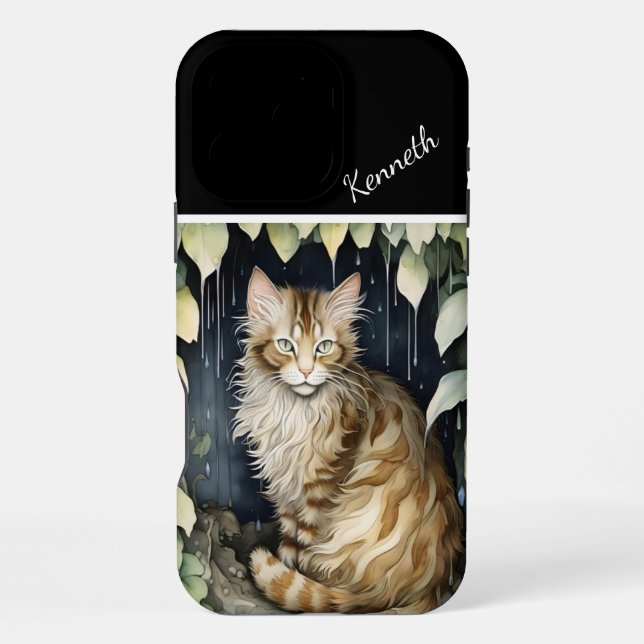 Feline im Regen iPhone Hülle (Rückseite)