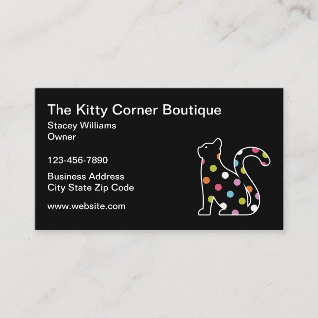 Feline Kitty Cat Boutique Business Cards Visitenkarte (Vorderseite)